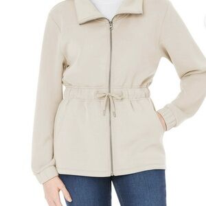 Women's Cream Sandwashed Zip-Up Jacket